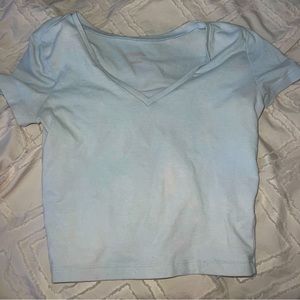 Wild Fable Basic Light Blue Crop Tee